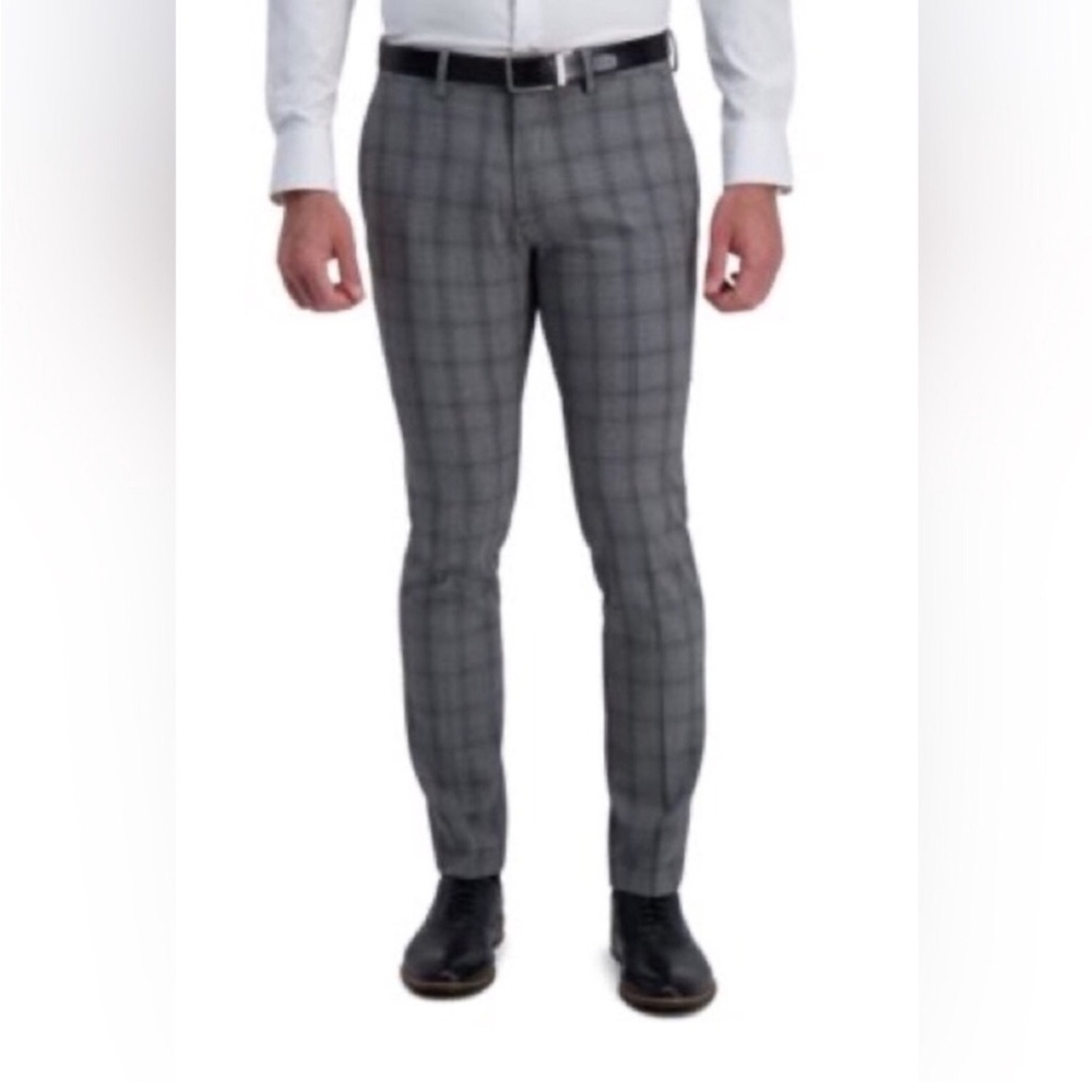 Kenneth Cole Men’s Gray And Black Plaid Dress Pants